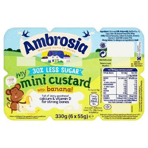 Ambrosia 30% Less Sugar Banana Custard Mini Pot 6pk (6 x 55g) 330g