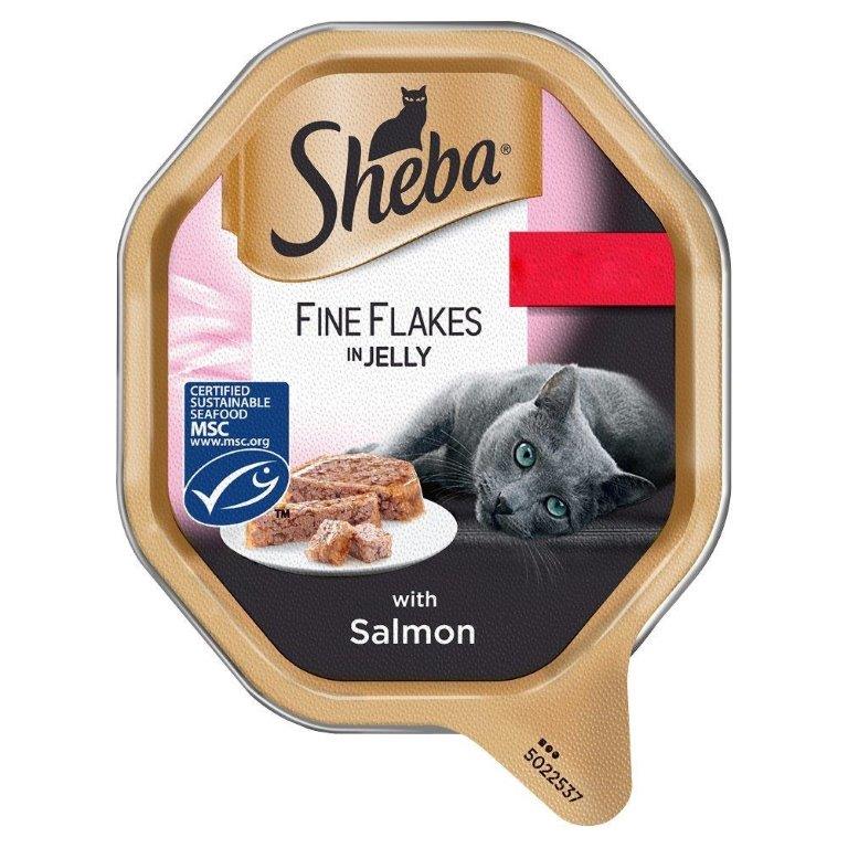 Sheba Fine Flakes Cat Tray With Salmon In Jelly 85g PM 2 For £1.20 (Kosher)