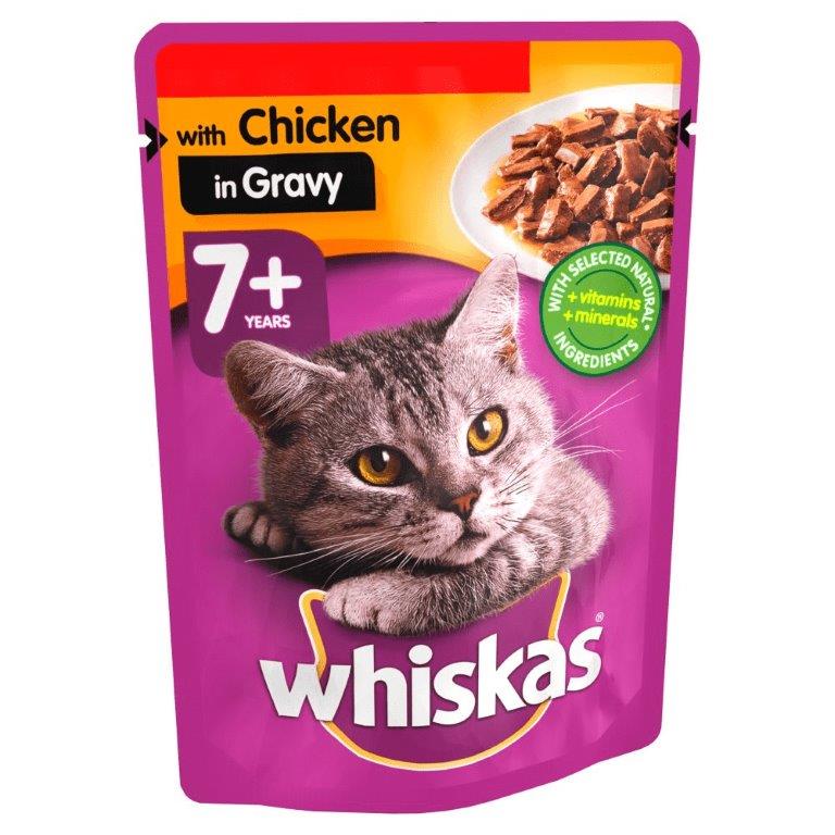 Whiskas 7+ Cat Pouch With Chicken In Gravy 100g PM 3 For £1.19