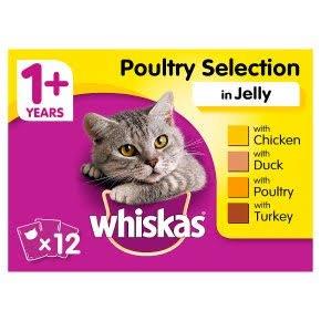 Whiskas 1+ Cat Pouches Poultry Selection In Jelly 12pk (12 x 100g)