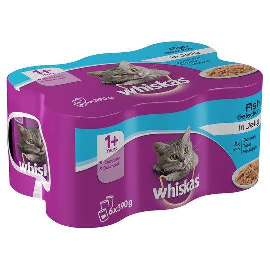 Whiskas 1+ Cat Tins Fish Selection In Jelly 6pk (6 x 390g)