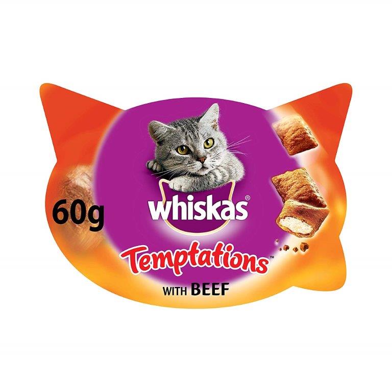 Whiskas Cat Treat Temptations With Beef 60g