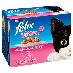 Felix Pouch Kitten Mixed Selction In Jelly 12pk (12 x 100g)