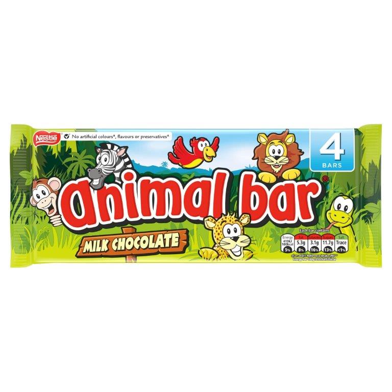 Animal Bar Milk Choc 4pk (4 x 4.75g)