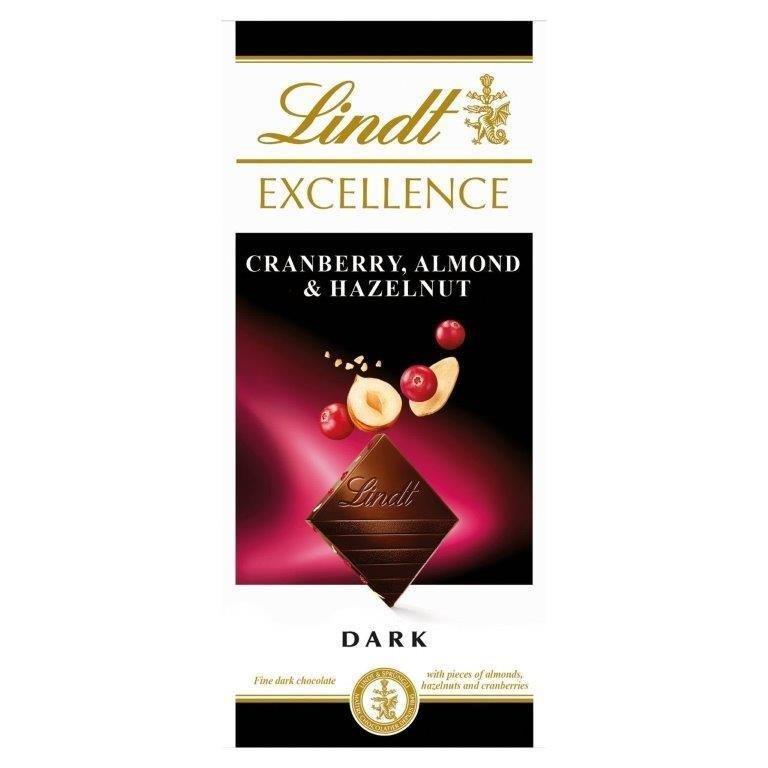 Lindt Excellence Cranberry, Almond & Hazelnut Dark 100g
