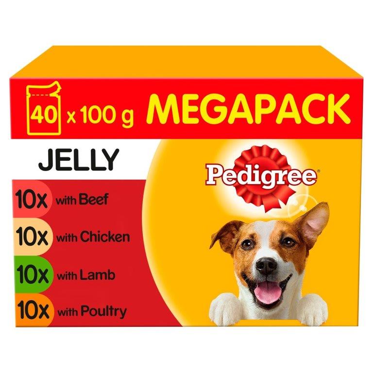 Pedigree Dog Pouches Mixed Selection In Jelly Mega Pack 40pk (40 x 100g)