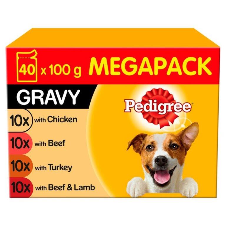 Pedigree Dog Pouches Mixed Selection In Gravy Mega Pack 40pk (40 x 100g)