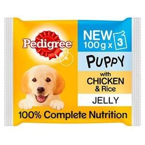 Pedigree Puppy Pouches With Chicken And Rice In Jelly 3pk (3 x 100g)