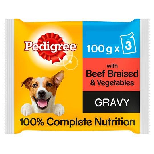 Pedigree Dog Pouches With Beef And Vegetable In Gravy 3pk (3 x 100g)