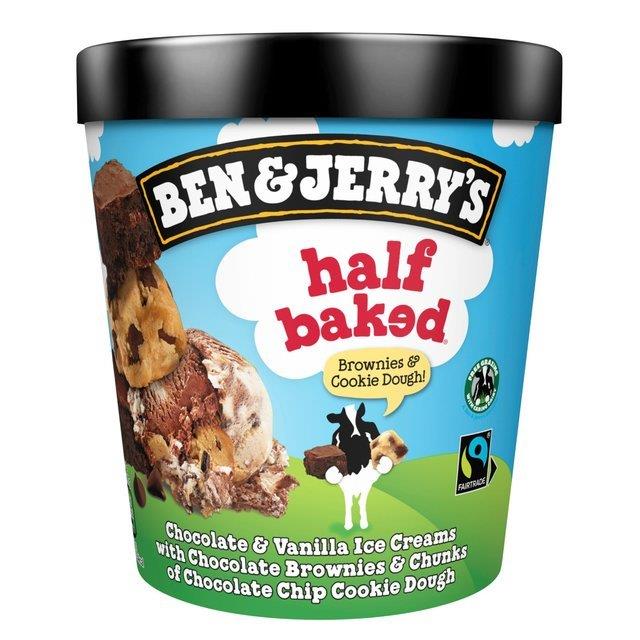 Ben & Jerrys Ice Cream Tub Half Baked 465ml