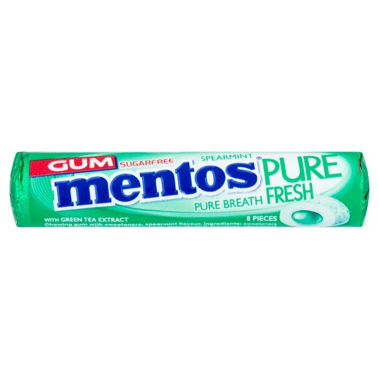 Mentos Pure Fresh S/F Chewing Gum Spearmint 15.5g