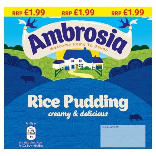Ambrosia 4pk Rice Pudding Pot (4 x 125g) PM £1.99