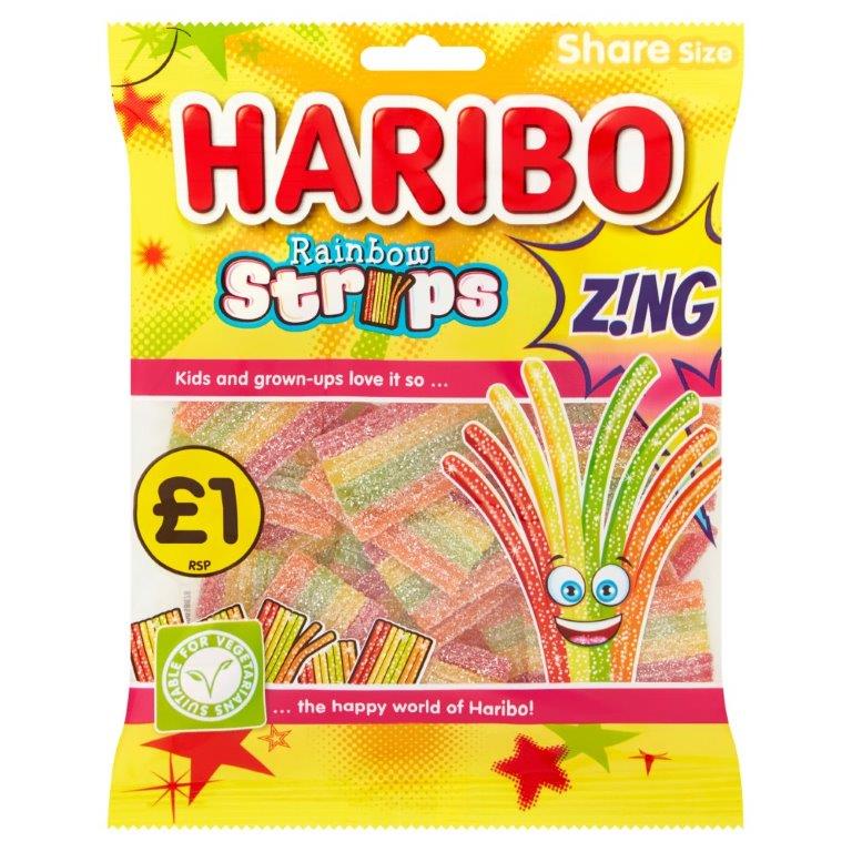 Haribo Bag Rainbow Strips Z!ng 130g PM £1