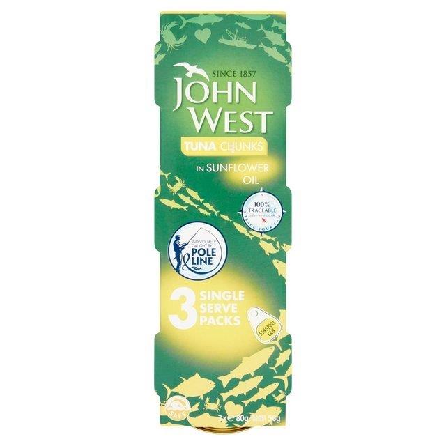 John West Tuna Chunks Sunflower Oil (Pole & Line Caught) 3pk (3 x 80g)