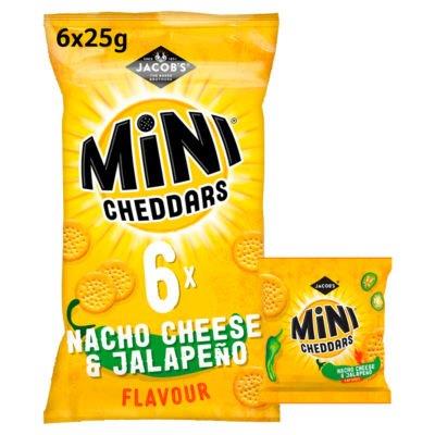 Jacobs Mini Cheddars 6pk Nacho Cheese & Jalapeno (6 x 25g)